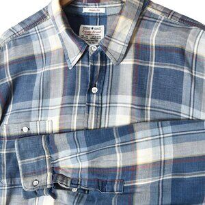 Lucky Brand Plaid Flannel Shirt XXL Blue Classic Fit Workwear Soft Grunge
